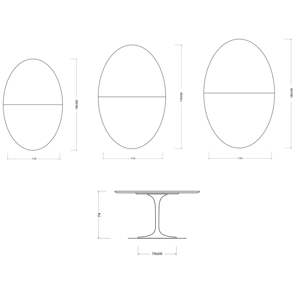 Table Saarinen Tulip H 74 cm extensible en céramique mate Florim Calacatta Gold - Écarlate Viadurini