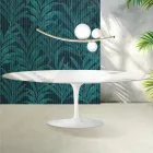 Table Saarinen Tulip H 74 cm extensible en céramique brillante Florim Statuario - Écarlate Viadurini