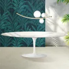 Table Saarinen Tulip H 74 cm extensible en céramique brillante Florim Statuario - Écarlate Viadurini