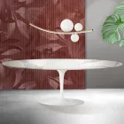 Table Saarinen Tulip H 74 cm extensible en céramique mate Florim Statuario - Écarlate Viadurini