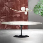Table Saarinen Tulip H 74 cm extensible en céramique mate Florim Statuario - Écarlate Viadurini