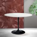 Table Tulipe Saarinen H 74 cm en céramique Florim blanc mat - Écarlate