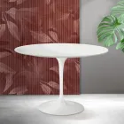 Table Tulipe Saarinen H 74 cm en céramique Florim blanc mat - Écarlate Viadurini