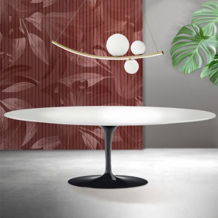 Table Tulipe Saarinen H 74 cm en céramique Florim blanche - Écarlate Viadurini