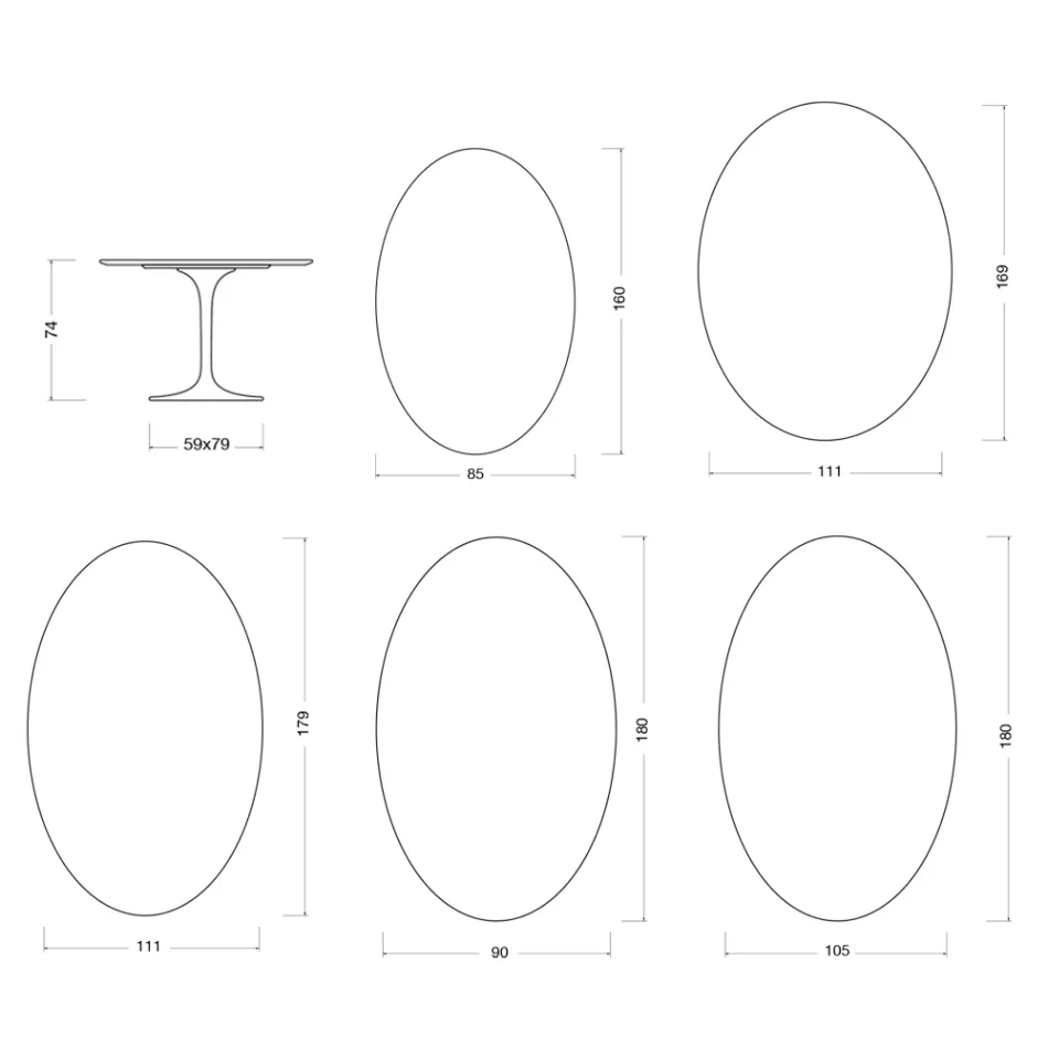 Table Tulipe Saarinen H 74 cm en céramique Florim blanche - Écarlate Viadurini