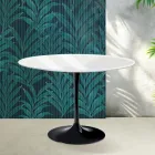 Table Tulipe Saarinen H 74 cm en céramique Florim blanc brillant - Écarlate Viadurini
