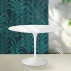 Table Tulipe Saarinen H 74 cm en céramique Florim blanc brillant - Écarlate Viadurini