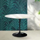 Table Tulipe Saarinen H 74 cm en céramique brillante Florim Calacatta Gold - Écarlate Viadurini