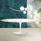 Table Tulipe Saarinen H 74 cm en céramique brillante Florim Calacatta Gold - Écarlate Viadurini