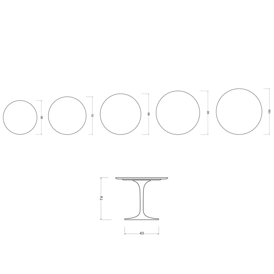 Table Tulipe Saarinen H 74 cm en céramique mate Florim Calacatta Gold - Écarlate Viadurini