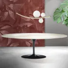 Table Tulipe Saarinen H 74 cm en céramique mate Florim Calacatta Gold - Écarlate Viadurini