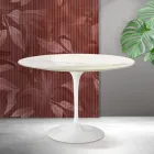 Table Tulipe Saarinen H 74 cm en céramique mate Florim Calacatta Gold - Écarlate Viadurini