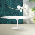 Table Tulip Saarinen H 74 cm en céramique Florim Statuario Lucido - Écarlate Viadurini