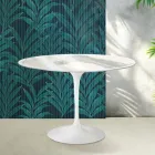 Table Tulip Saarinen H 74 cm en céramique Florim Statuario Lucido - Écarlate Viadurini