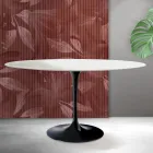 Table ronde Tulip Saarinen H 74 cm en céramique blanche Florim - Écarlate Viadurini
