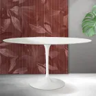 Table ronde Tulip Saarinen H 74 cm en céramique blanche Florim - Écarlate Viadurini