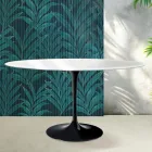 Table ronde Saarinen Tulip H 74 cm en céramique Florim blanc brillant - écarlate Viadurini