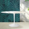 Table ronde Saarinen Tulip H 74 cm en céramique brillante Florim Calacatta Gold - Écarlate