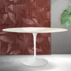 Table ronde Saarinen Tulip H 74 cm en céramique mate Florim Calacatta Gold - Écarlate Viadurini