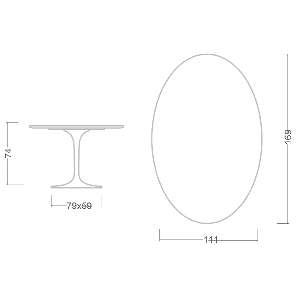Table Tulipe Saarinen H 74 avec plateau ovale en marbre de Carrare Made in Italy - Ecarlate Viadurini