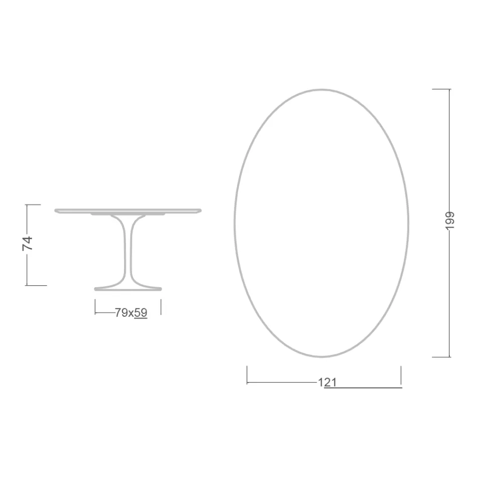 Table Tulipe Saarinen H 74 avec plateau ovale en marbre de Carrare Made in Italy - Ecarlate Viadurini