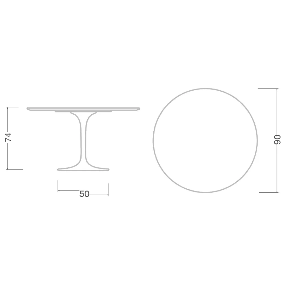 Table Tulipe Saarinen H 74 avec plateau rond en marbre Arabescato Made in Italy - Ecarlate Viadurini