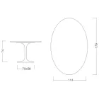 Table Tulipe Saarinen H 74 Ovale en Marbre de Carrare Statuarietto Made in Italy - Ecarlate Viadurini