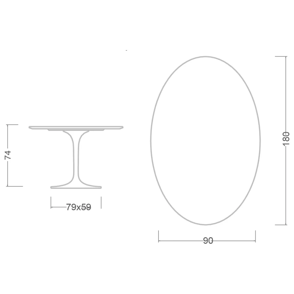 Table Tulipe Saarinen H 74 Ovale en Marbre de Carrare Statuarietto Made in Italy - Ecarlate Viadurini