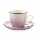 Tasses à Café avec Soucoupe en Grès Coloré Peint à la Main 12 Pcs - Abruzzes Viadurini