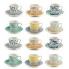 Tasses à Café avec Soucoupe en Porcelaine Colorée 12 Pièces - Toile de Fond Viadurini