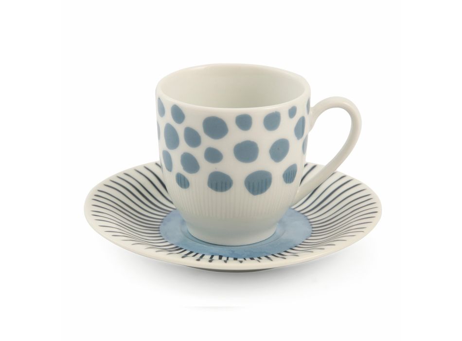 Tasses à Café avec Soucoupe en Porcelaine Colorée 12 Pièces - Toile de Fond Viadurini