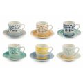 Tasses à Café avec Soucoupe en Porcelaine Colorée 12 Pièces - Toile de Fond