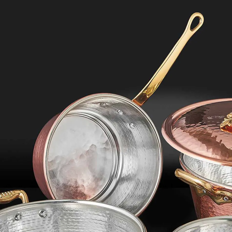 Poêle et poignée coniques en cuivre étamé à la main Made in Italy 19 cm - Mariassunta Viadurini