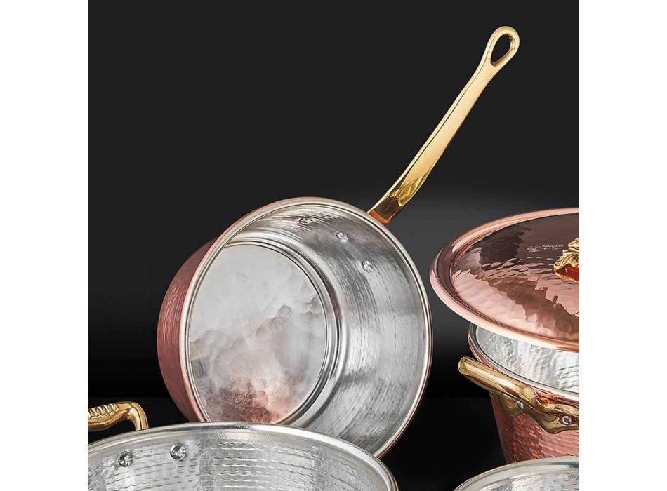 Poêle et poignée coniques en cuivre étamé à la main Made in Italy 22 cm - Mariassunta Viadurini