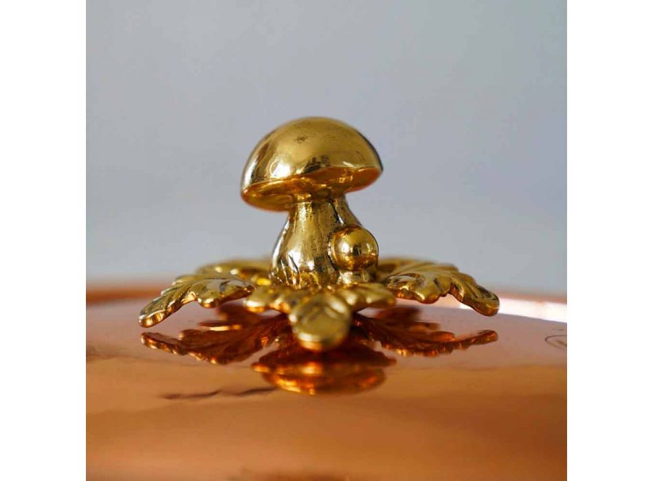 Poêle design ovale en cuivre étamé à la main avec couvercle 31x22 cm - Mariachiara Viadurini