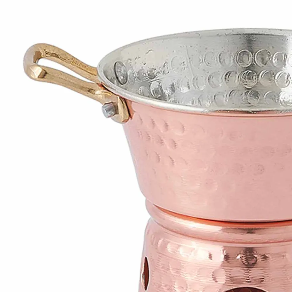 Casserole en cuivre étamé à la main avec anses et fond 14 cm - Gianmatteo Viadurini