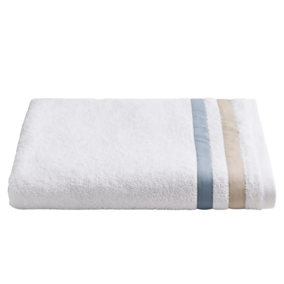 Serviette de douche en coton éponge avec double volant en percale de coton - Serenity Viadurini