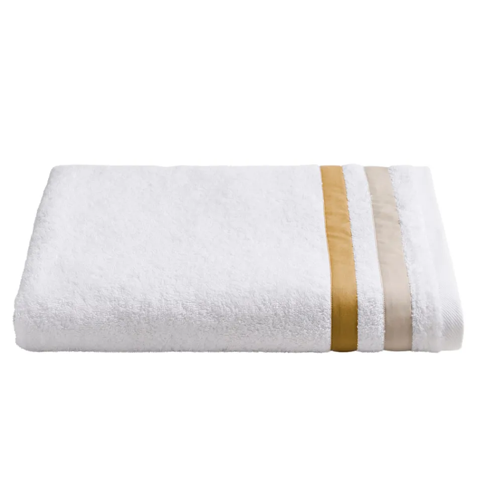 Serviette de douche en coton éponge avec double volant en percale de coton - Serenity Viadurini
