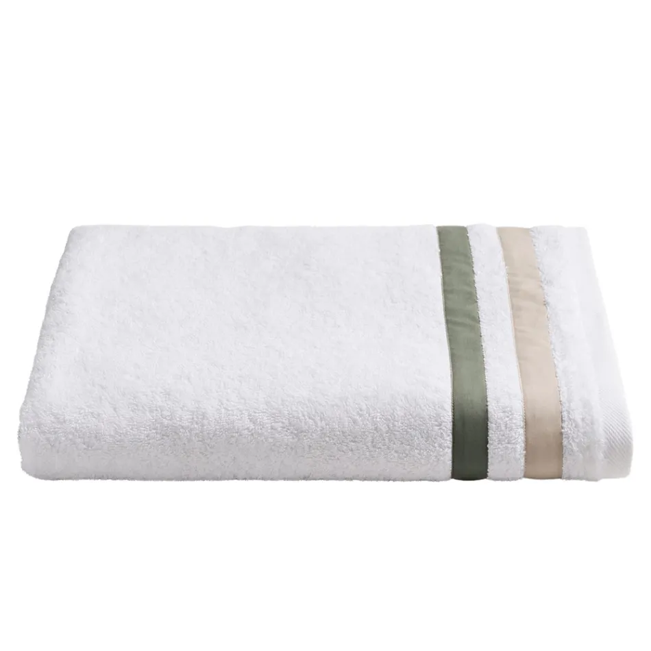 Serviette de douche en coton éponge avec double volant en percale de coton - Serenity Viadurini