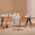 Serviette de douche en coton éponge avec double volant en percale de coton - Serenity Viadurini