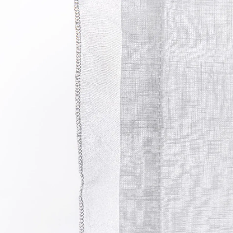 Rideau en Verre avec Gaze de Lin et Organza Blanc Design Élégant - Tapioca Viadurini