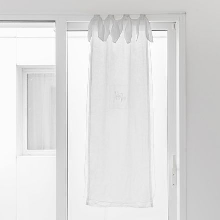 Rideau en Verre avec Gaze de Lin et Organza Blanc Design Élégant - Tapioca Viadurini