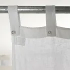 Rideau en lin blanc et clair avec un élégant motif de dentelle centrale - Geogeo Viadurini