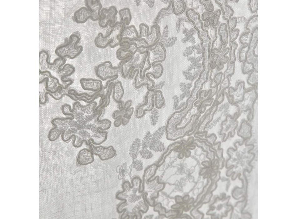 Rideau en lin blanc et clair avec un élégant motif de dentelle centrale - Geogeo Viadurini