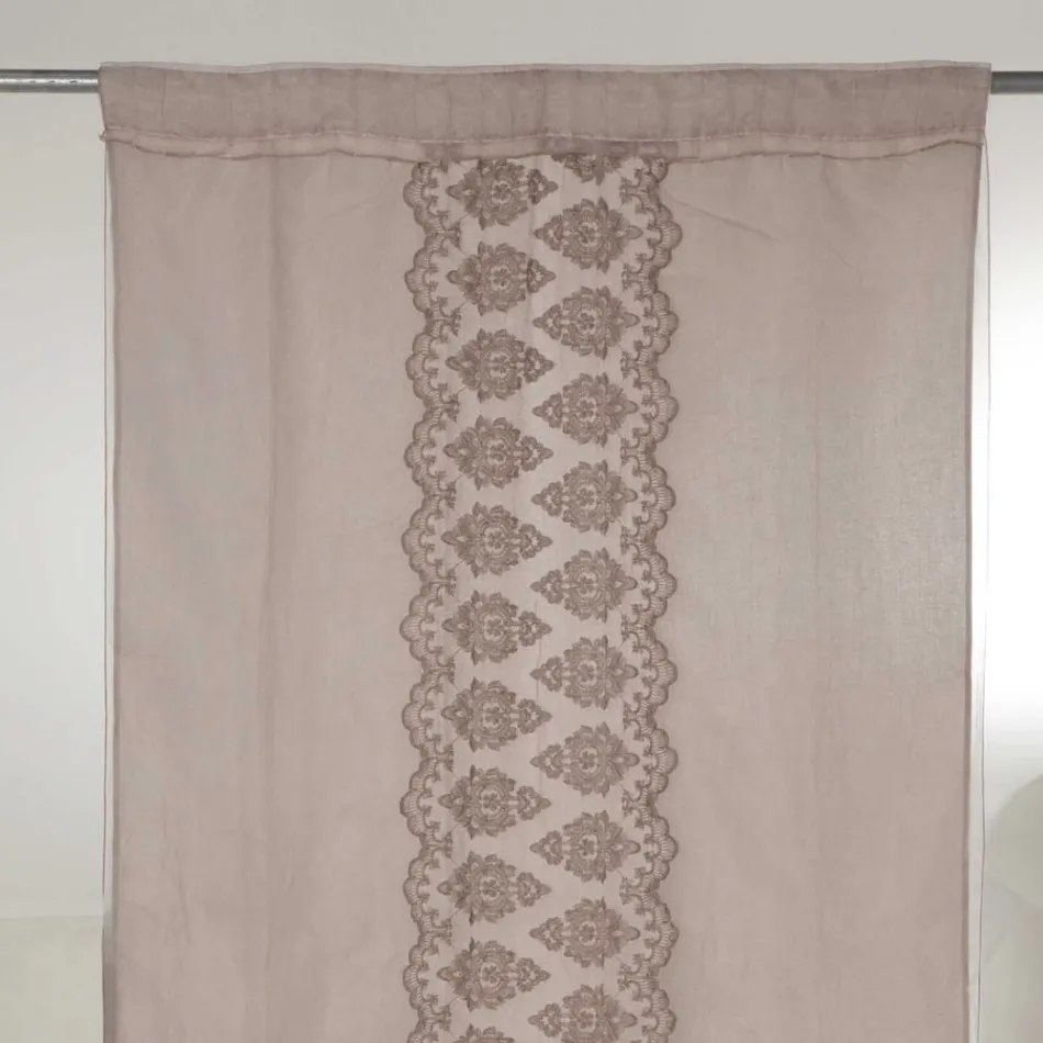 Rideau en lin léger avec organza et broderie gothique dans le centre de luxe - Marinella Viadurini