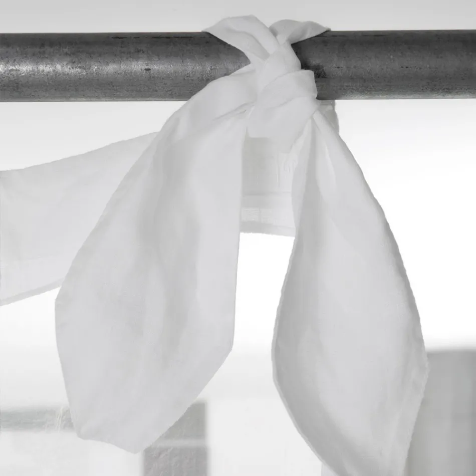 Rideau en lin et organza blanc avec broderie élégante au design italien - Oceanomare Viadurini