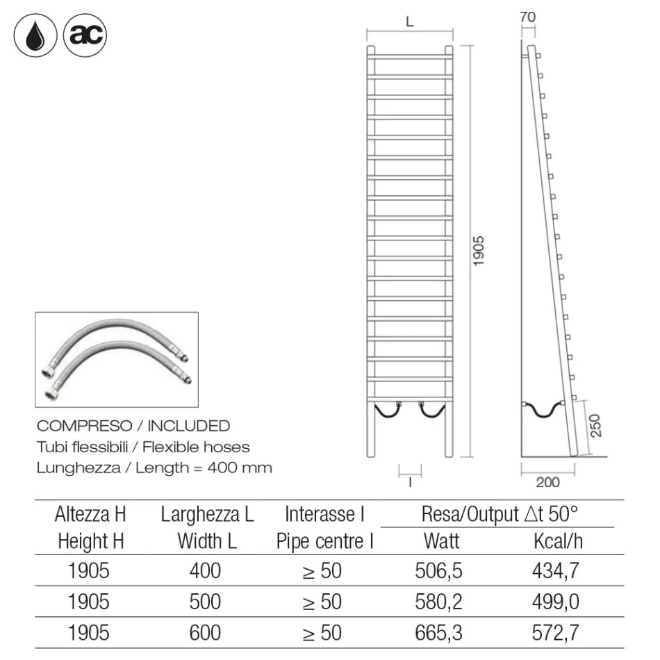 Radiateur hydraulique en acier au carbone noir fabriqué en Italie - Raggio Viadurini