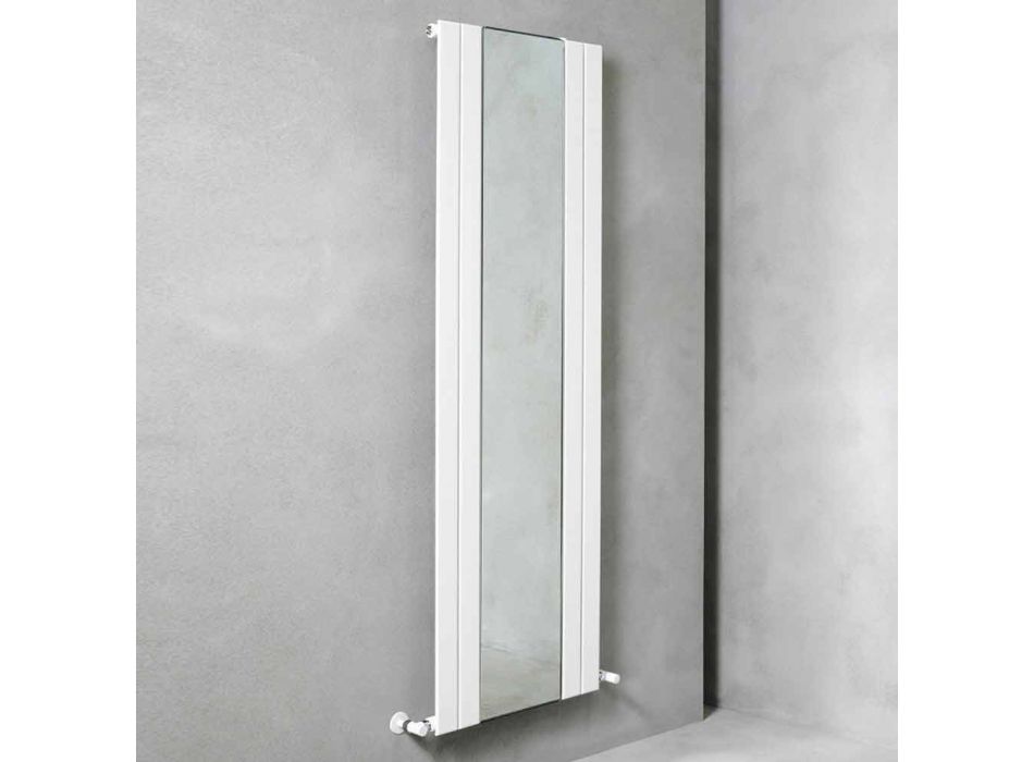 Radiateur de salle de bain vertical design en acier avec miroir 587 W - Picchio Viadurini