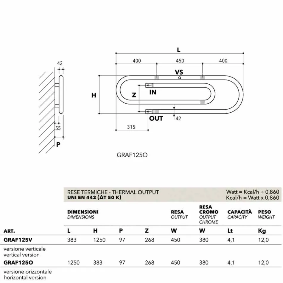 TERMOARREDO conception Staples hydraulique avec la finition de chrome par Scirocco H Viadurini