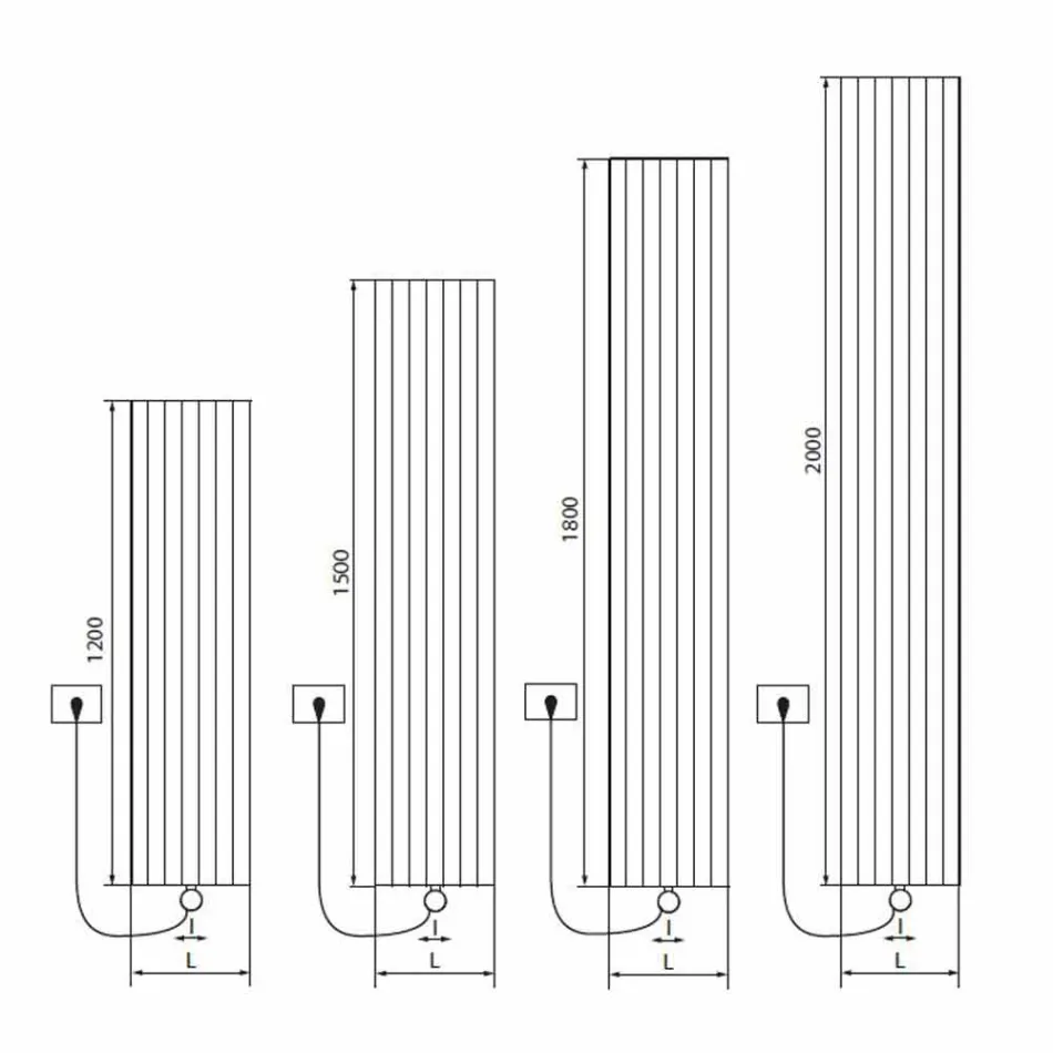 Conception de radiateur mural électrique en aluminium moderne 1000 W - 100 lignes Viadurini